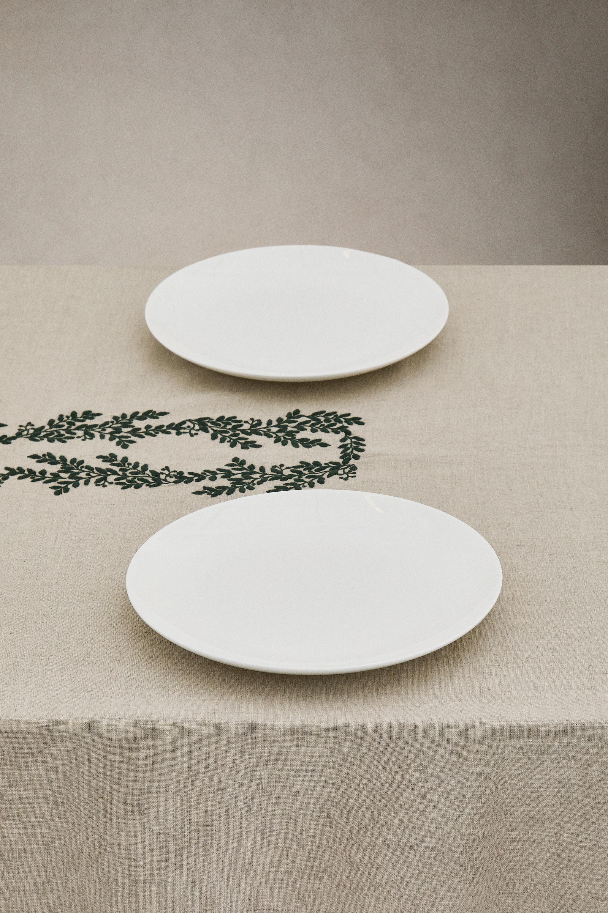 NAPPE LIN FEUILLES VERTES NOËL